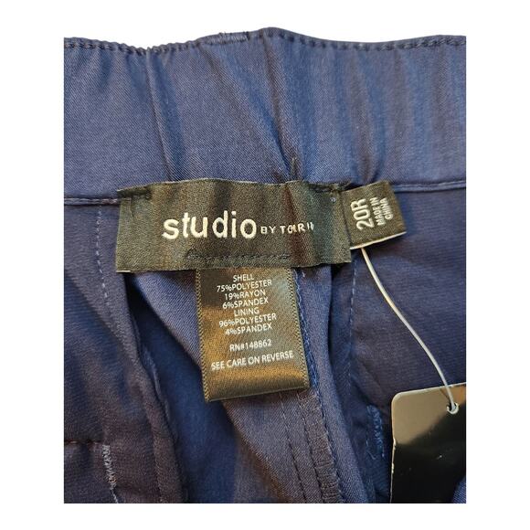 Studio by Torrid plus sz 20R NWT navy pants pockets wide leg high rise peacoat - Picture 4 of 14